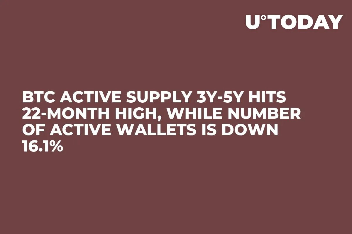 BTC Active Supply 3y-5y Hits 22-Month High, While Number of Active Wallets Is Down 16.1%
