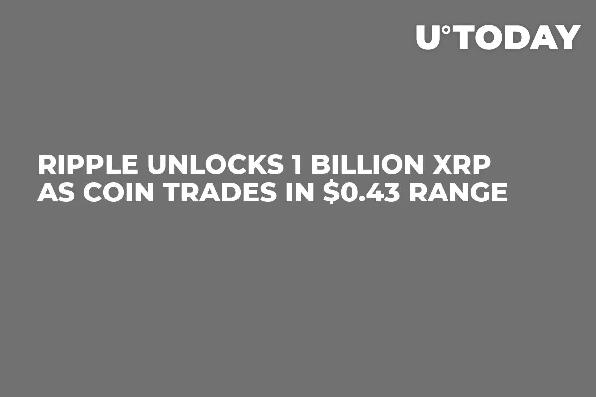 Ripple Unlocks 1 Billion XRP As Coin Trades in $0.43 Range