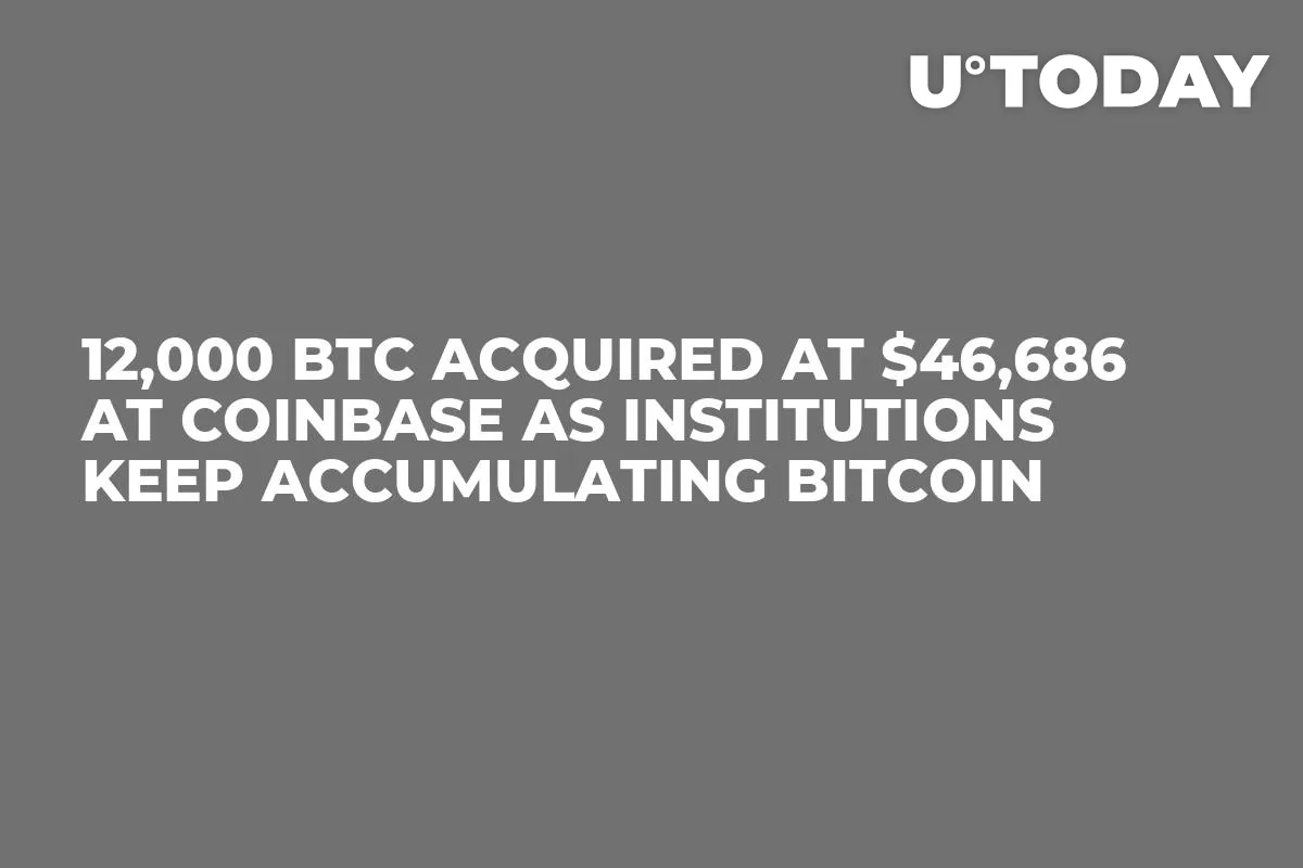 12,000 BTC Acquired at $46,686 at Coinbase as Institutions Keep Accumulating Bitcoin
