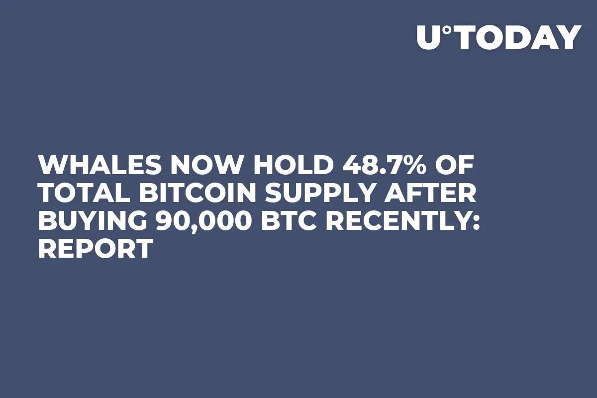 Whales Now Hold 48.7% of Total Bitcoin Supply After Buying 90,000 BTC Recently: Report 