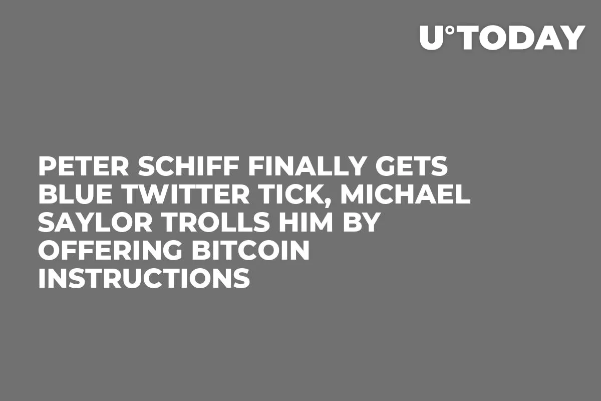 Peter Schiff Finally Gets Blue Twitter Tick, Michael Saylor Trolls Him by Offering Bitcoin Instructions