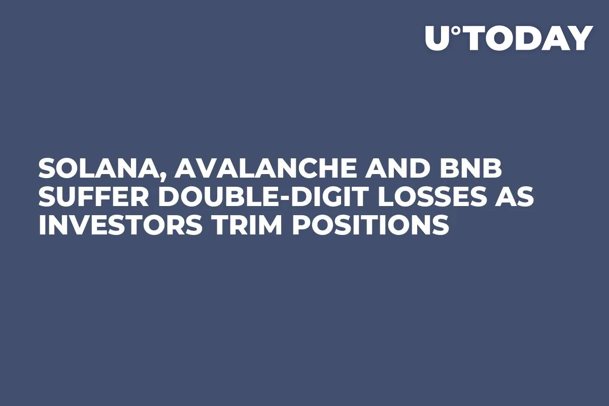 Solana, Avalanche and BNB Suffer Double-Digit Losses as Investors Trim Positions