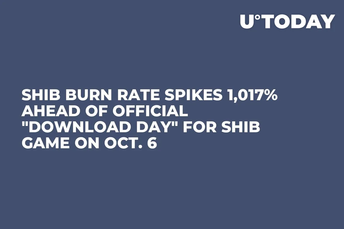 SHIB Burn Rate Spikes 1,017% Ahead of Official "Download Day" for SHIB Game on Oct. 6