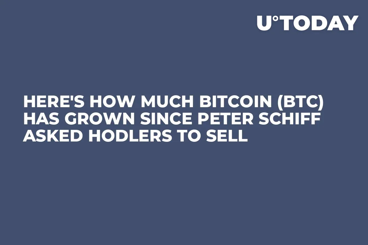 Here's How Much Bitcoin (BTC) Has Grown Since Peter Schiff Asked HODLers to Sell