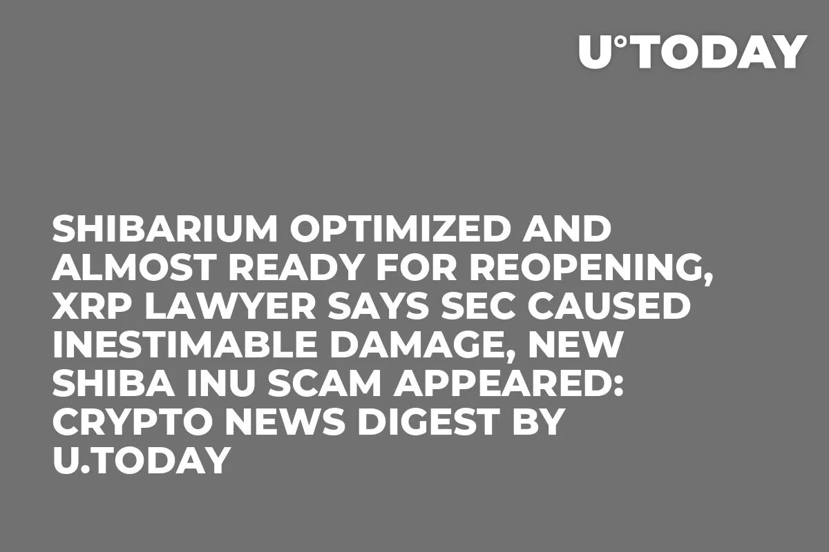 Shibarium Optimized and Almost Ready for Reopening, XRP Lawyer Says SEC Caused Inestimable Damage, New Shiba Inu Scam Appeared: Crypto News Digest by U.Today