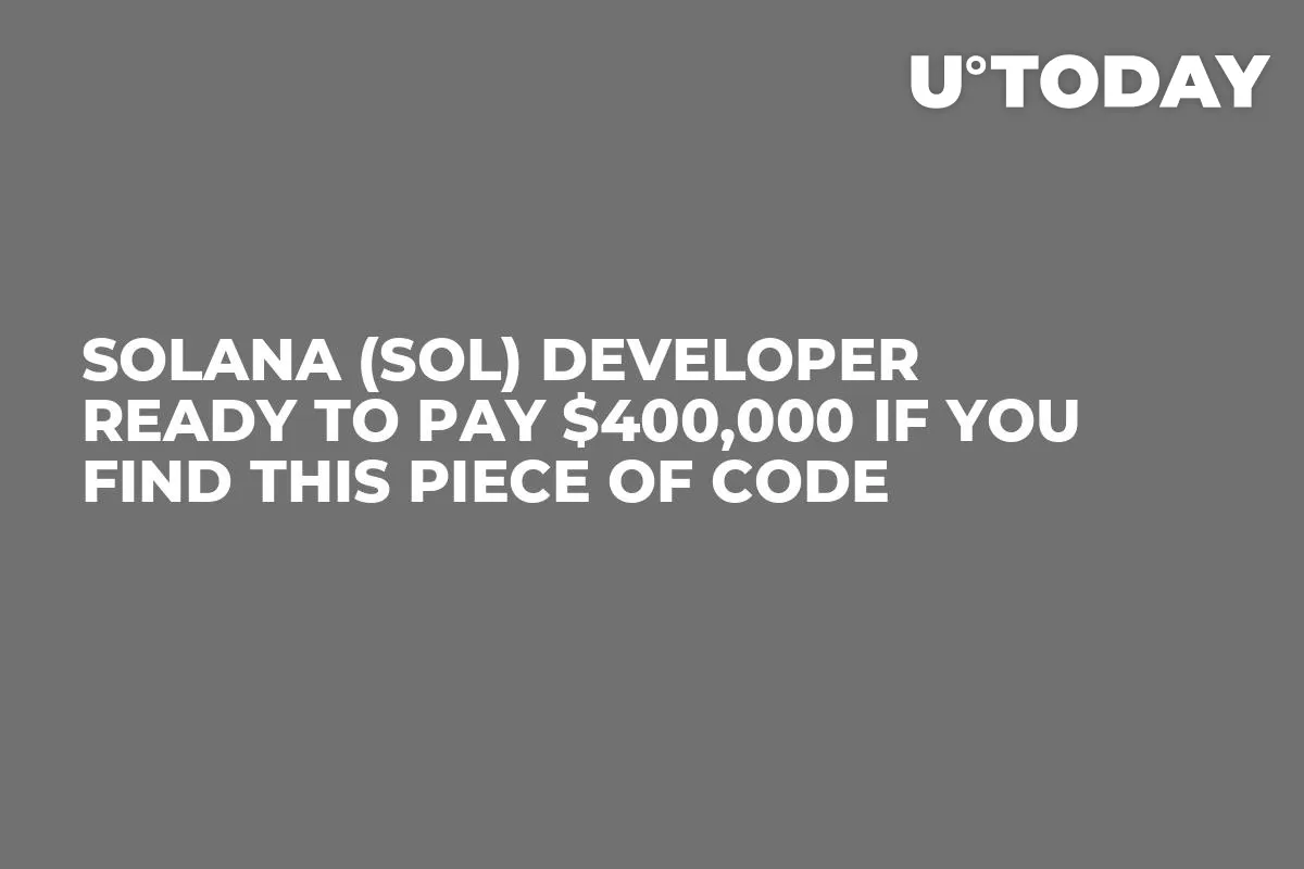 Solana (SOL) Developer Ready to Pay $400,000 If You Find This Piece of Code