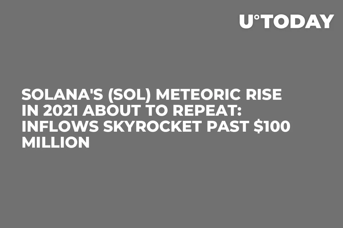Solana's (SOL) Meteoric Rise in 2021 About to Repeat: Inflows Skyrocket Past $100 Million