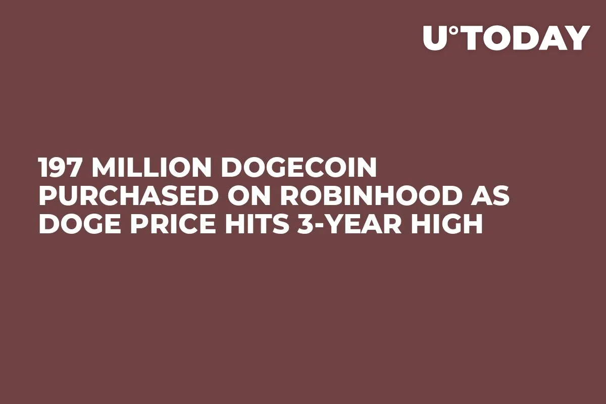 197 Million Dogecoin Purchased on Robinhood as DOGE Price Hits 3-Year High