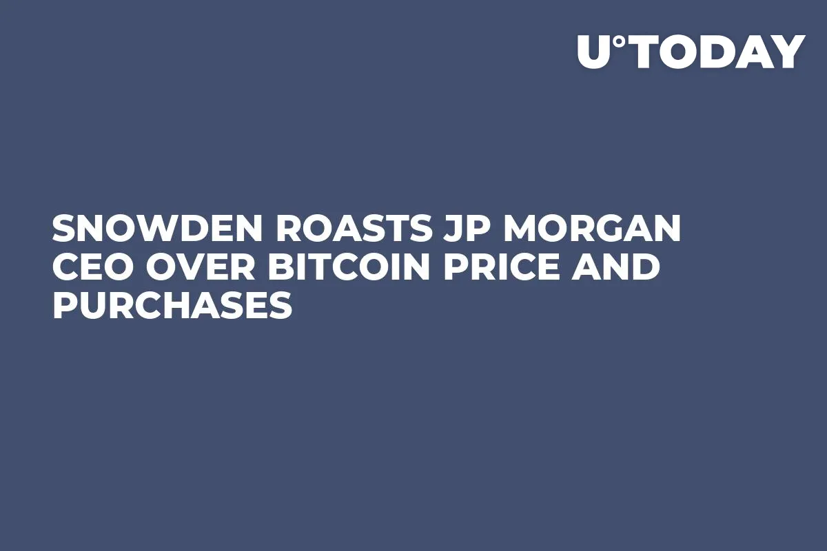 Snowden Roasts JP Morgan CEO Over Bitcoin Price and Purchases