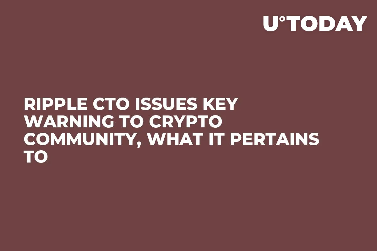 Ripple CTO Issues Key Warning to Crypto Community, What It Pertains To