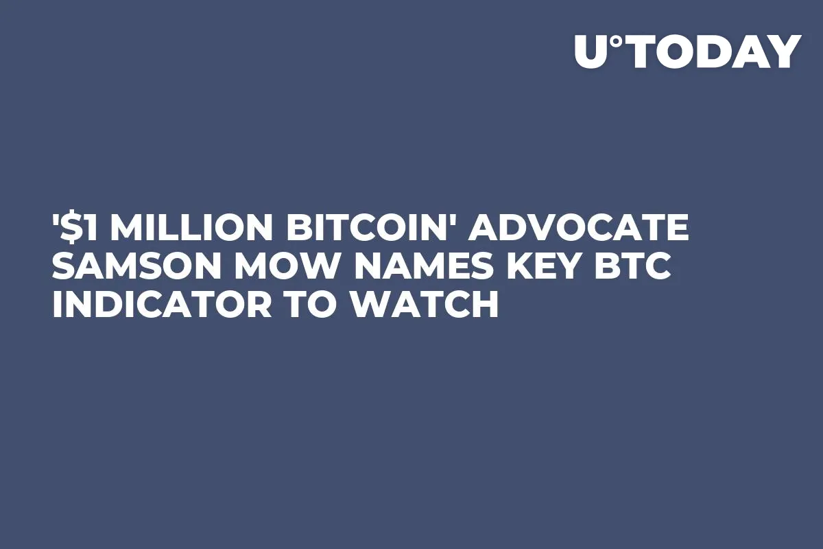 '$1 Million Bitcoin' Advocate Samson Mow Names Key BTC Indicator to Watch