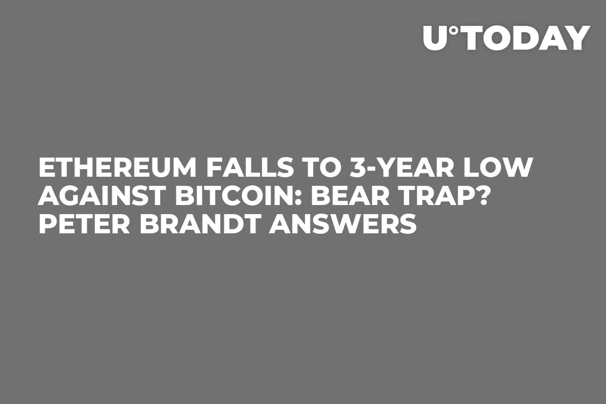 Ethereum Falls to 3-Year Low Against Bitcoin: Bear Trap? Peter Brandt Answers
