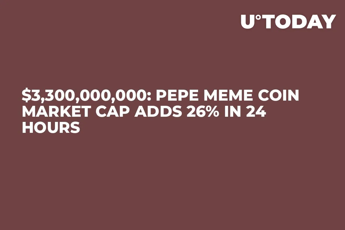 $3,300,000,000: Pepe Meme Coin Market Cap Adds 26% in 24 Hours