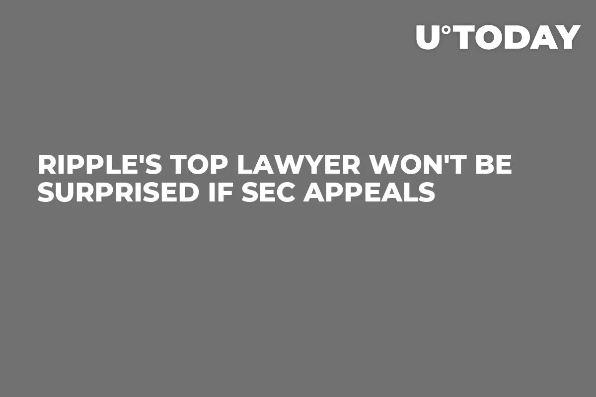 Ripple's Top Lawyer Won't Be Surprised if SEC Appeals  