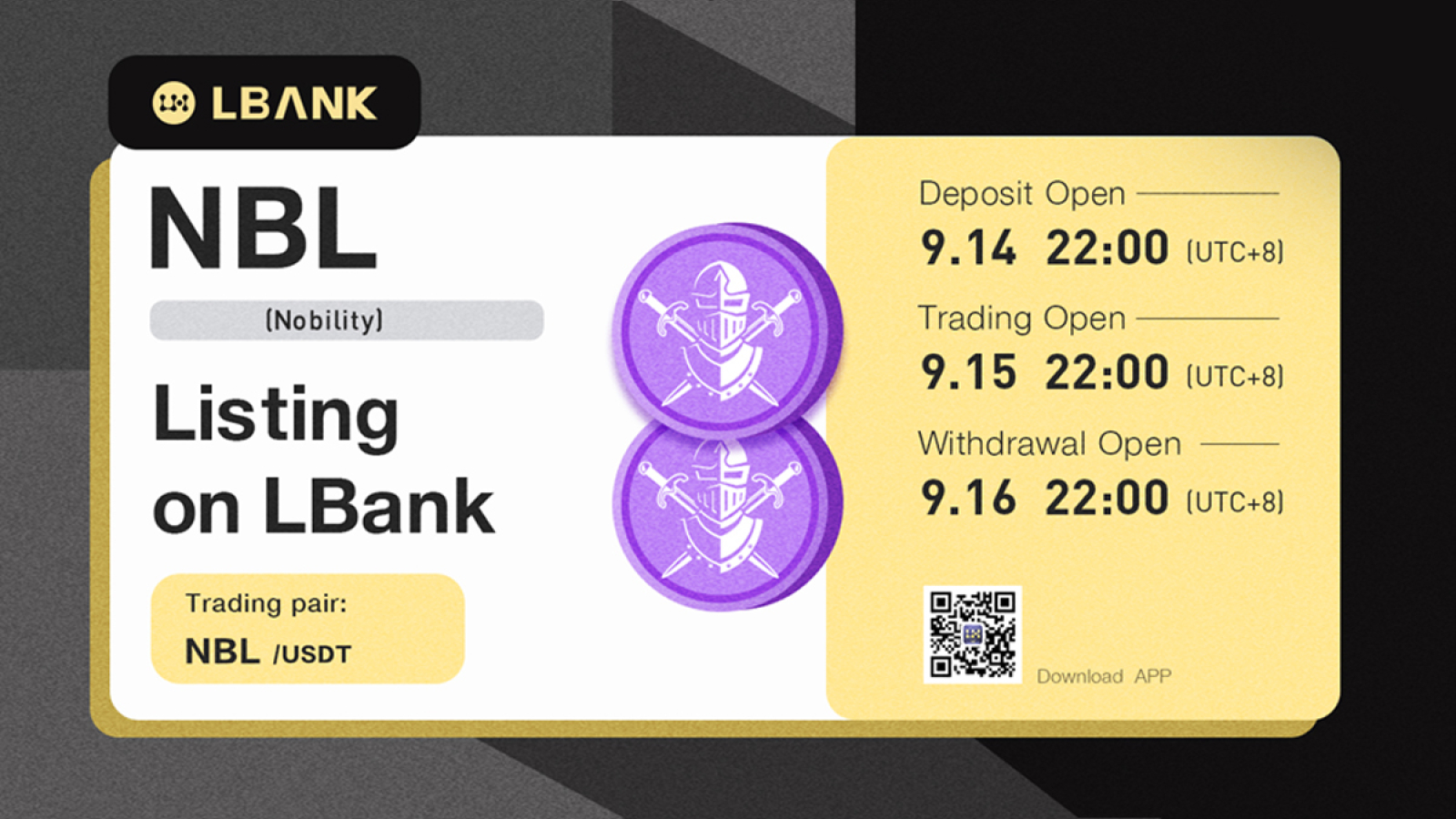 LBank Exchange Will List NBL (Nobility) on September 15, 2021