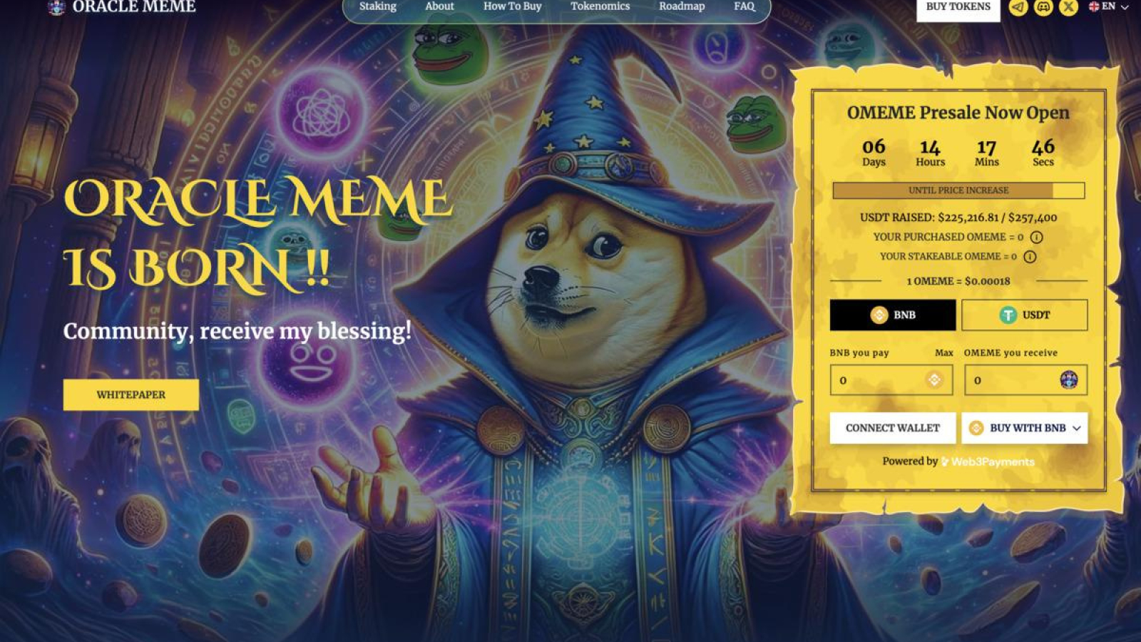 ORACLE MEME Coin Presale Achieves $208,000 Milestone in Minutes