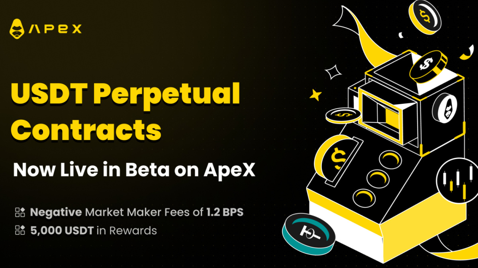 ApeX Protocol Debuts USDT Contract Listings with Negative Market Maker Fees and 5K USDT Rewards Pool