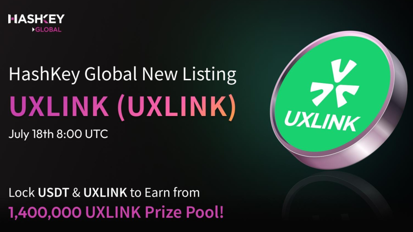 HashKey Global Launches 4th Launchpool:UXLINK (UXLINK) Lock USDT & UXLINK to Earn From 1,400,000 UXLINK Prize Pool
