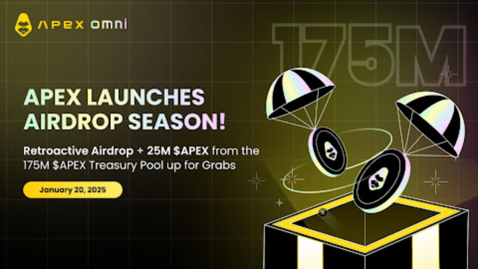 ApeX Kicks Off Airdrop Season with a Retroactive Airdrop + 25M $APEX from 175M $APEX Treasury Pool