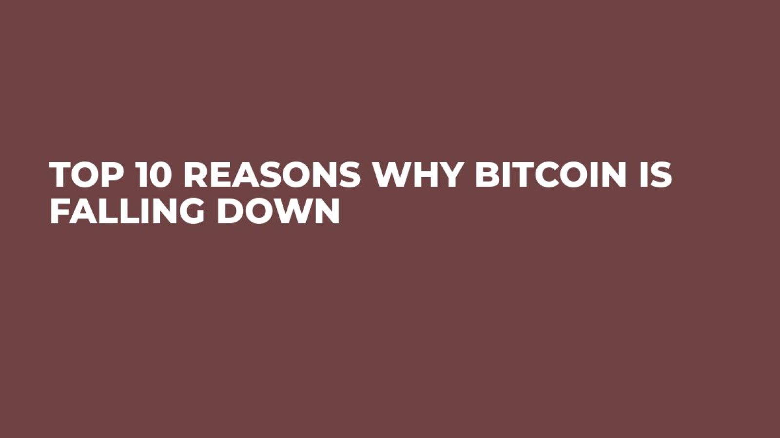 why crypto is going down today