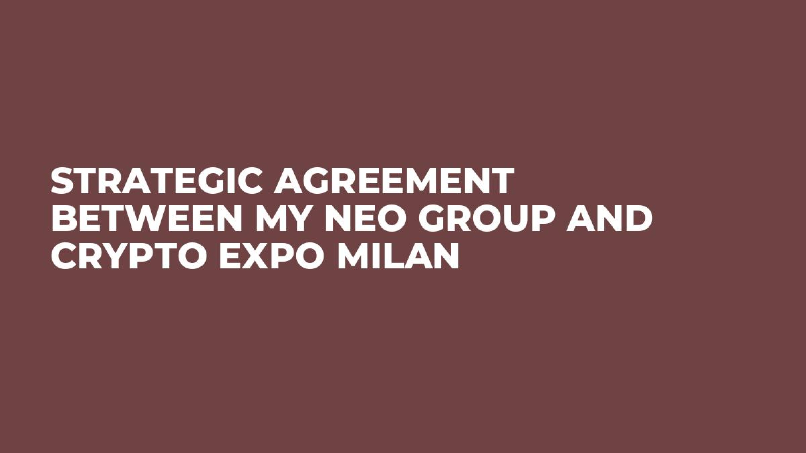 Strategic Agreement Between My Neo Group and Crypto Expo Milan