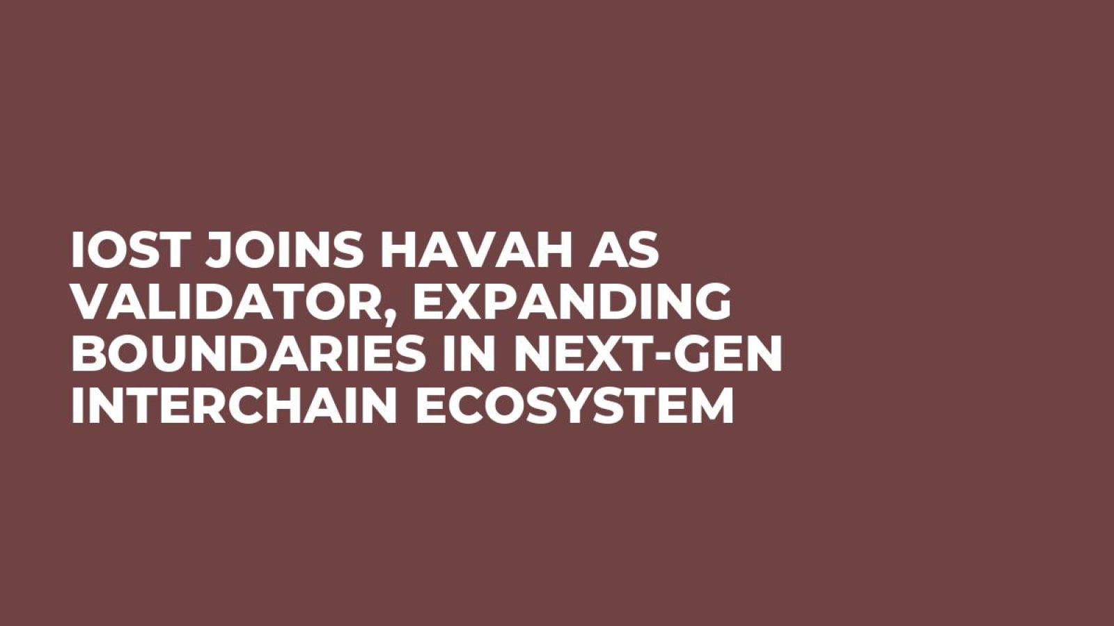 IOST Joins HAVAH as Validator, Expanding Boundaries in Next-Gen Interchain Ecosystem