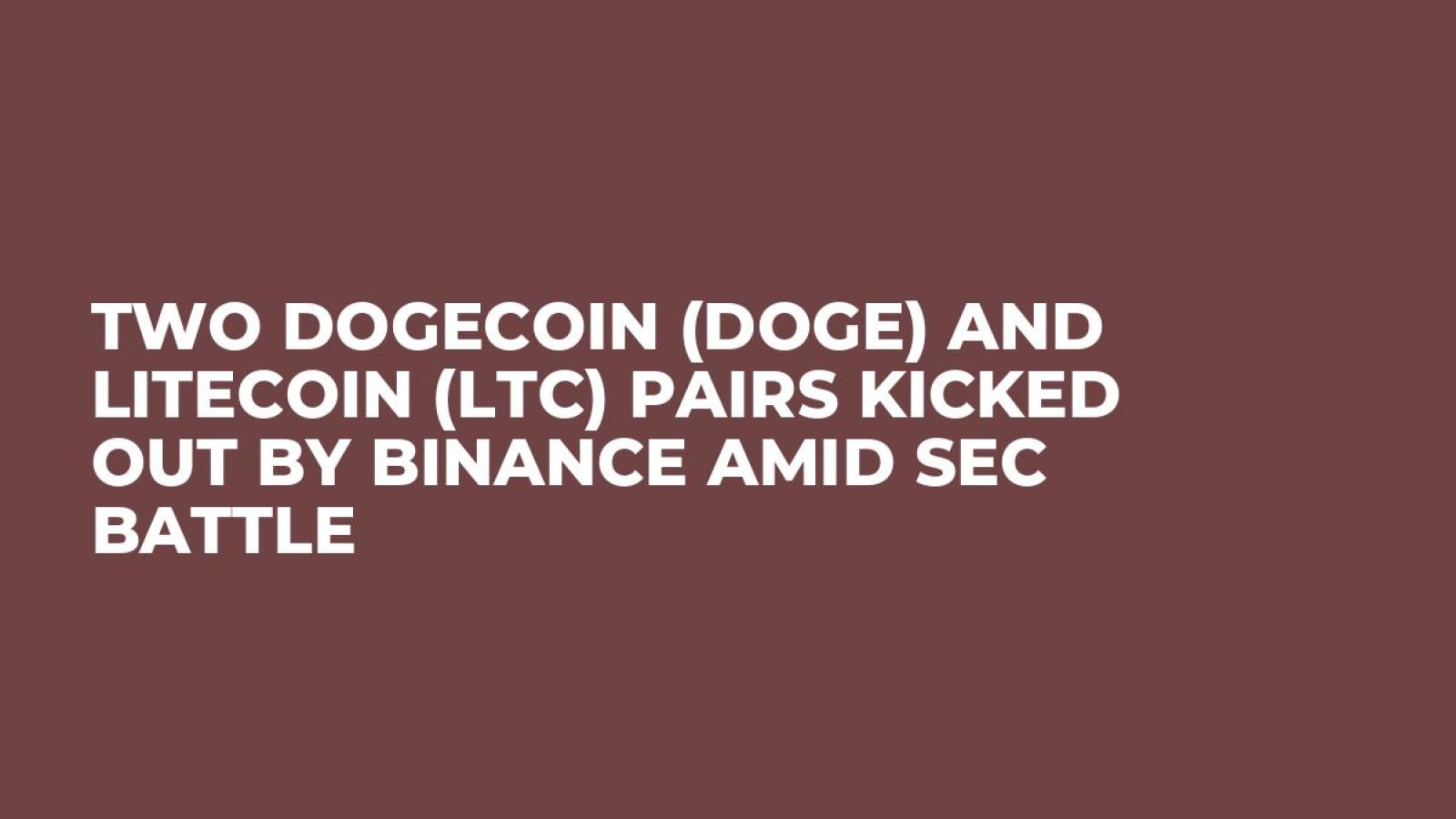 Two Dogecoin (DOGE) and Litecoin (LTC) Pairs Kicked out by Binance Amid SEC  Battle - U.Today