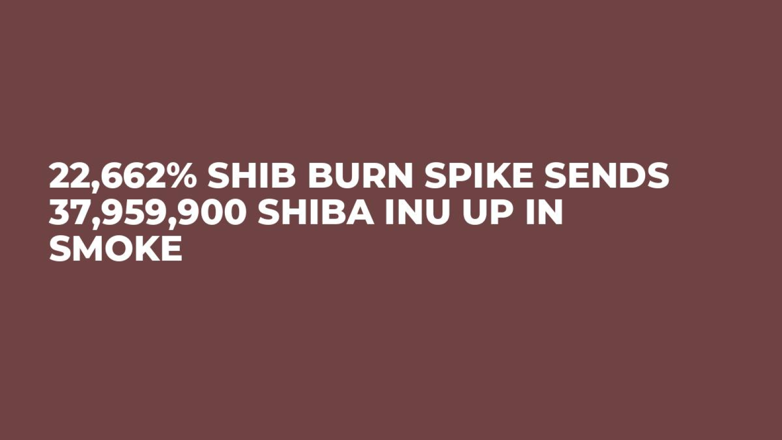 22,662% SHIB Burn Spike Sends 37,959,900 Shiba Inu Up in Smoke - U.Today