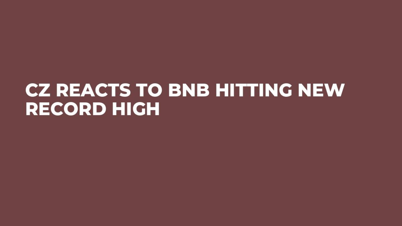 CZ Reacts to BNB Hitting New Record High - U.Today