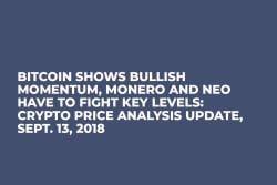Bitcoin Shows Bullish Momentum, Monero and NEO Have to Fight Key Levels: Crypto Price Analysis Update, Sept. 13, 2018