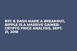 BTC & Dash Made a Breakout, Ripple Is a Massive Gainer: Crypto Price Analysis, Sept. 21, 2018