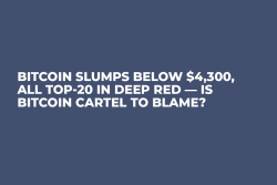 Bitcoin Slumps Below $4,300, All Top-20 in Deep Red — Is Bitcoin Cartel to Blame?