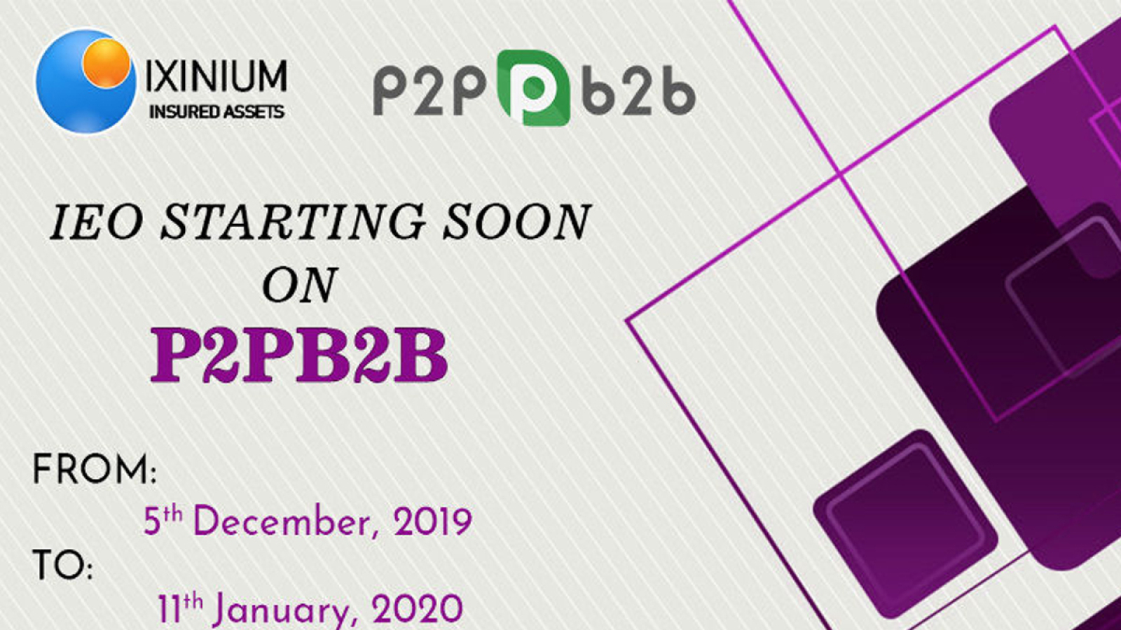 Ixinium to Announce IEO Launching on December 5th on P2PB2B.