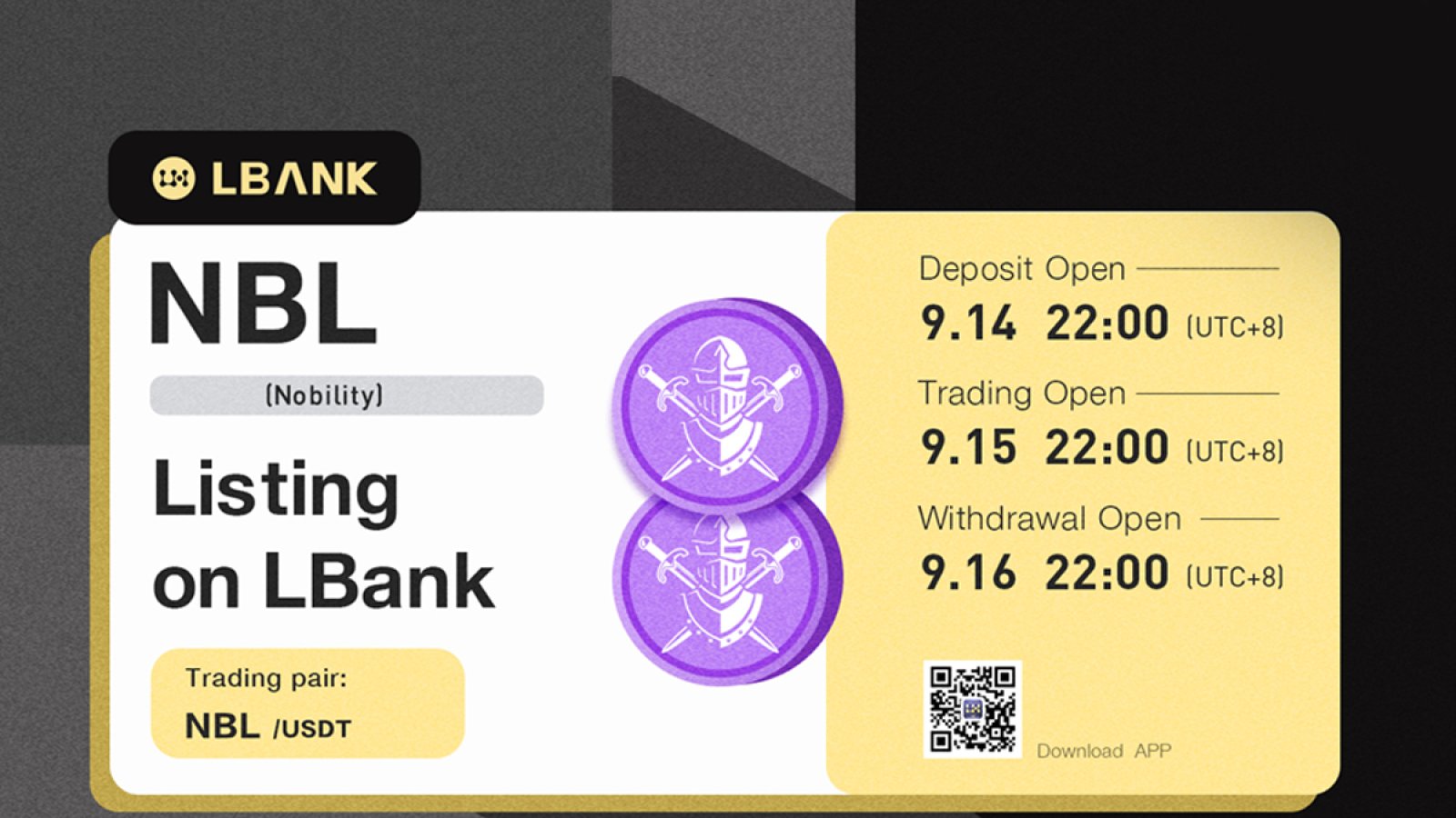 LBank Exchange Will List NBL (Nobility) on September 15, 2021