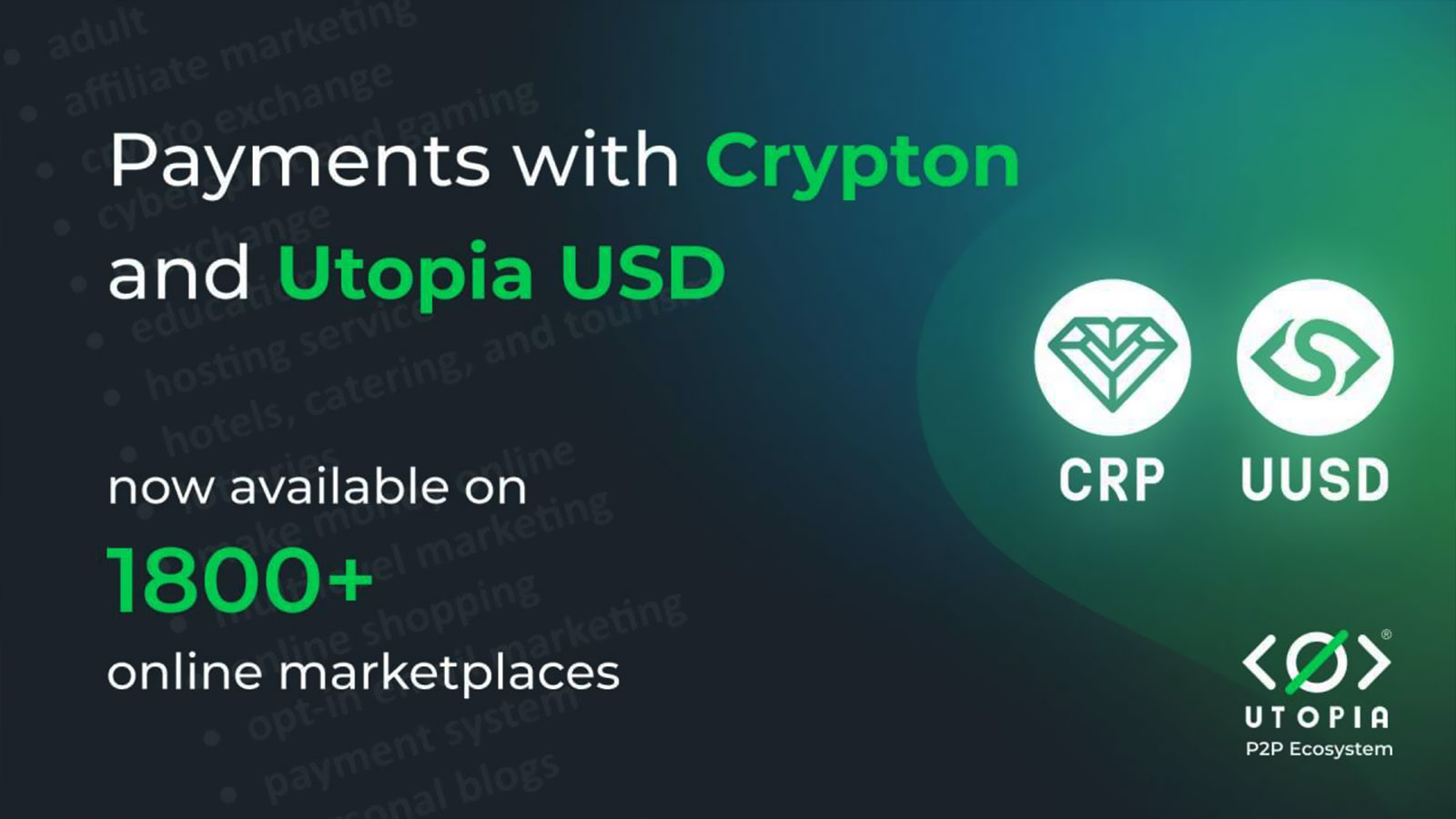Privacy Coin Utopia Crypton (CRP) Now Available In 1800+ Online Stores Payment Methods