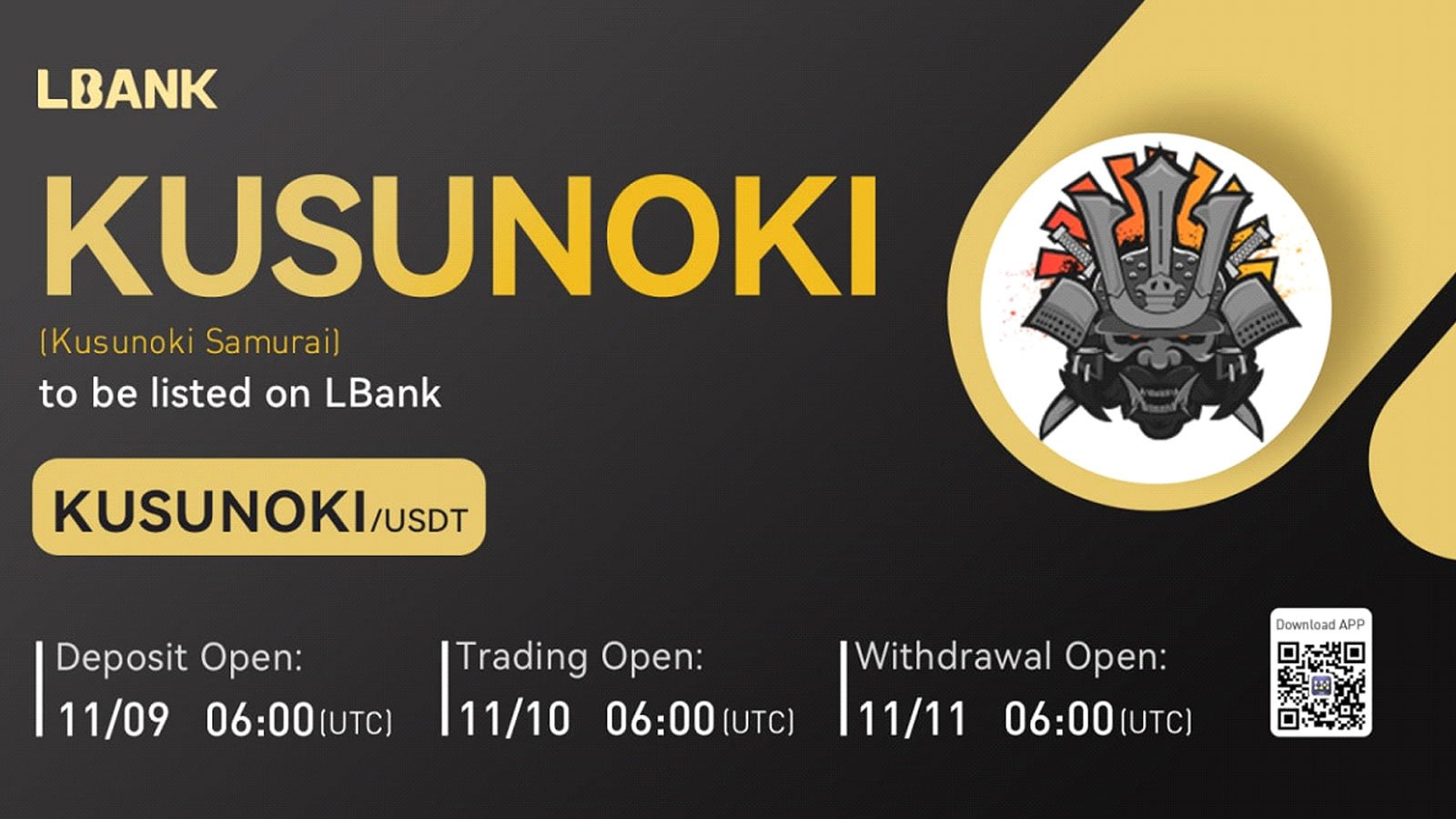 LBank Exchange Will List Kusunoki Samurai (KUSUNOKI) on November 10, 2022