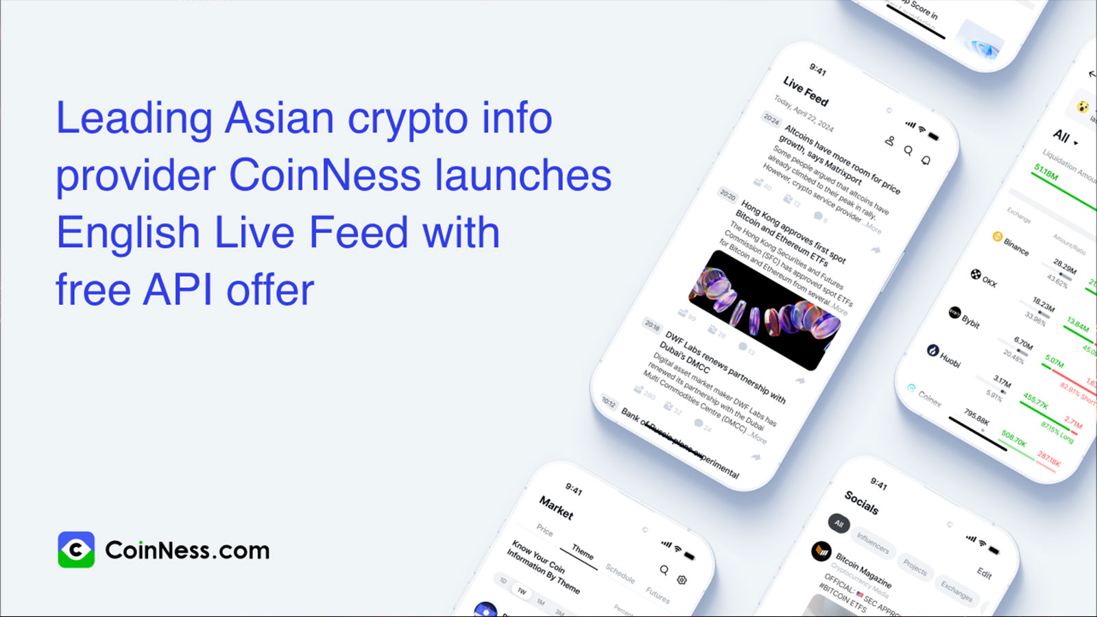 Leading Asian Crypto Info Provider CoinNess Launches English Live Feed with Free API Offer