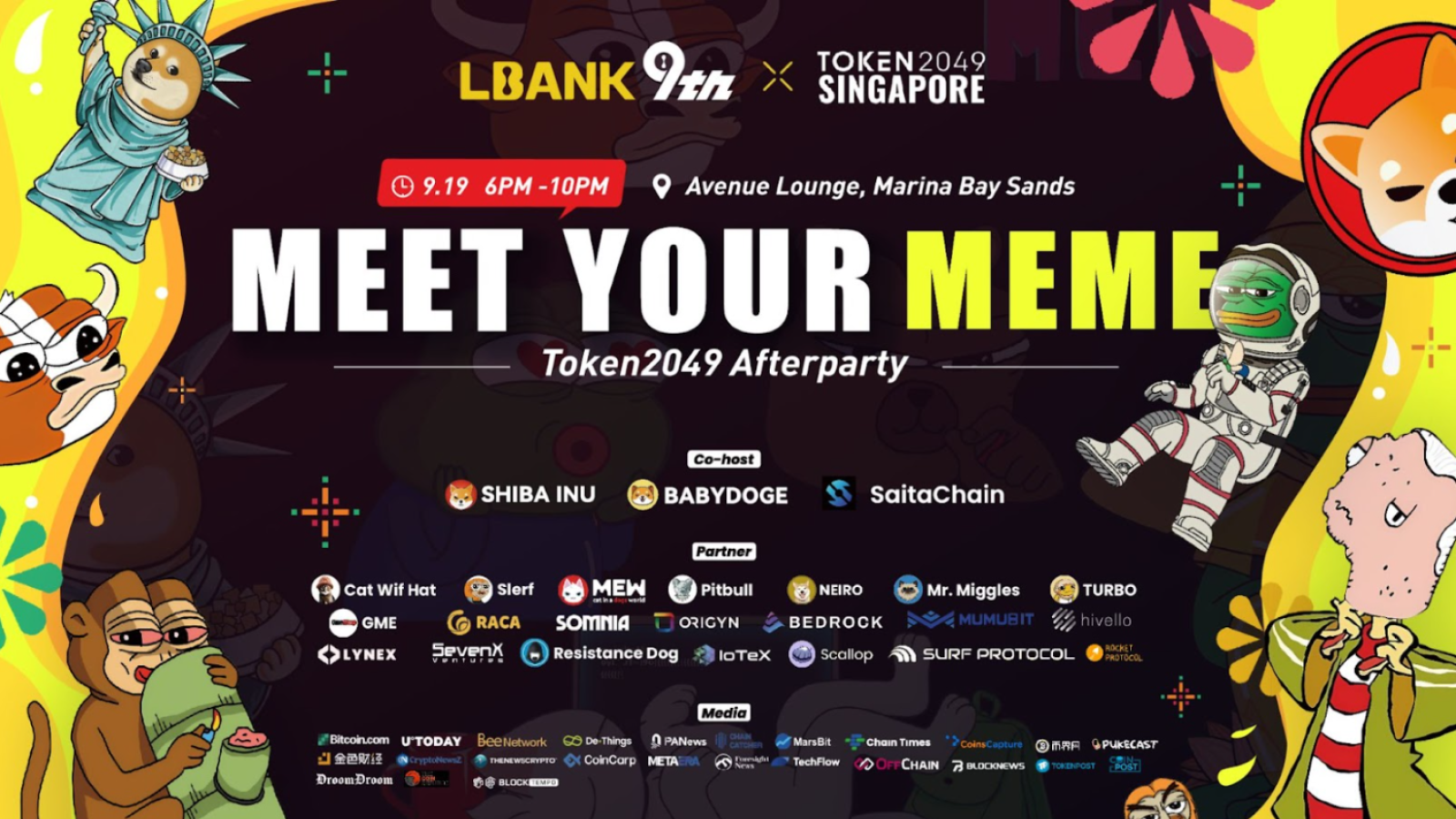 ‘Meet Your Meme’ TOKEN2049 After Party: LBank, Shiba Inu, Babydoge, and SaitaChain Unite for a Memorable Crypto Event