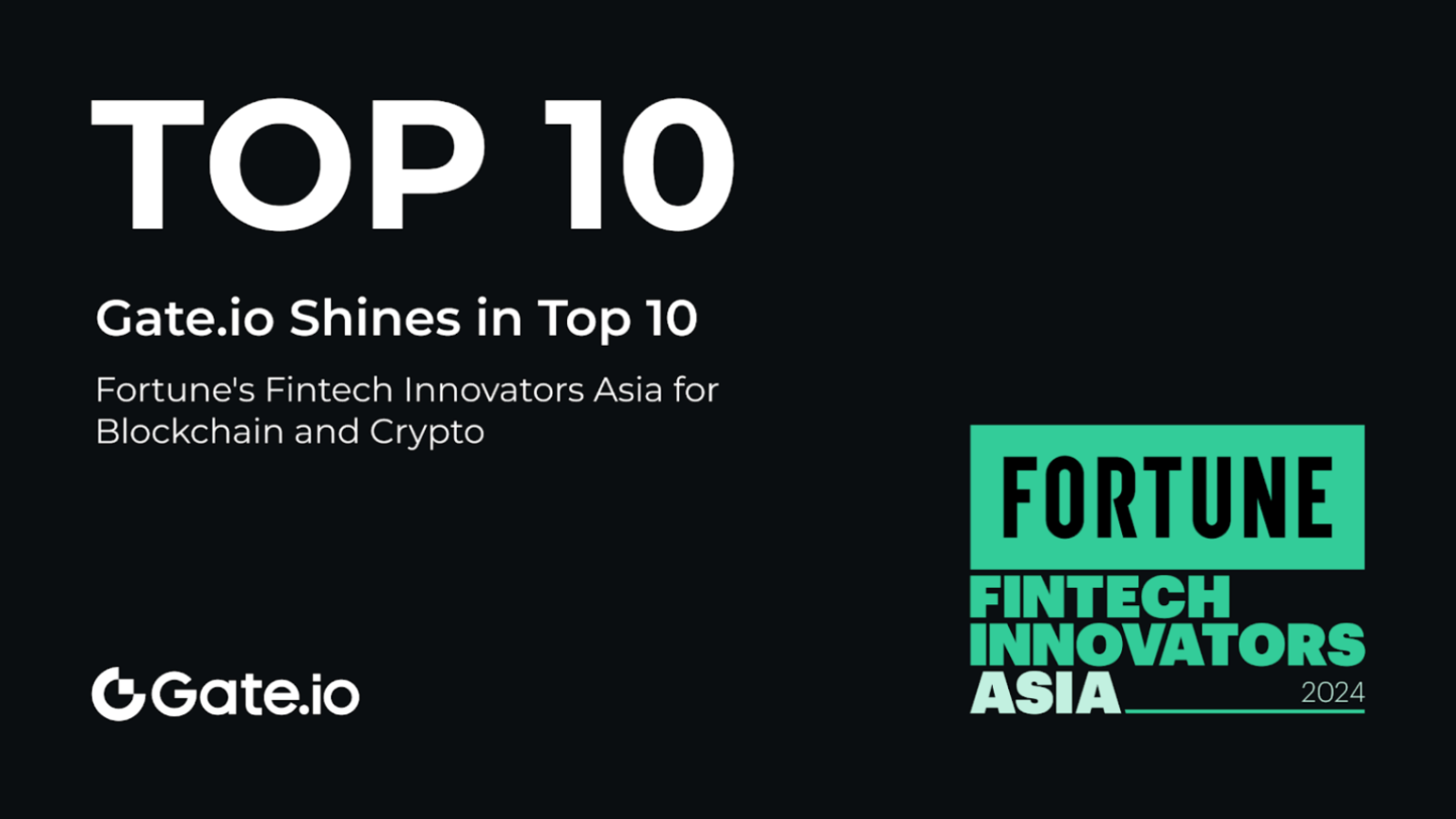 Gate.io Shines in Fortune's Top 10 Fintech Innovators Asia for Blockchain and Crypto