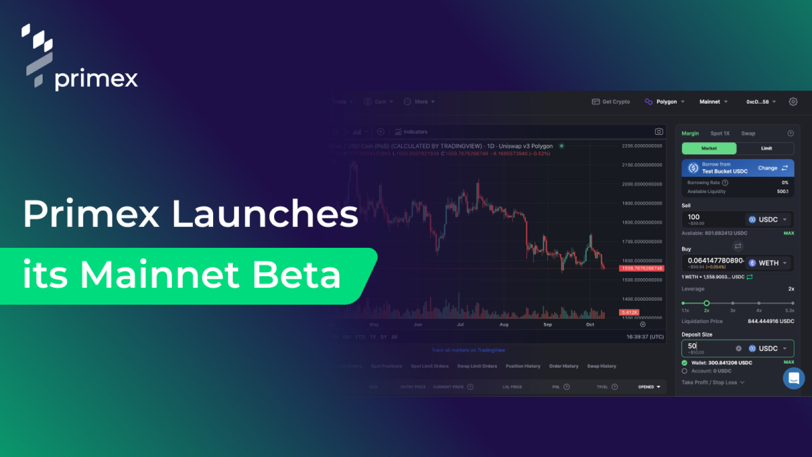 Primex, the Protocol for Spot Margin Trading on DEXs, Launches its Mainnet Beta