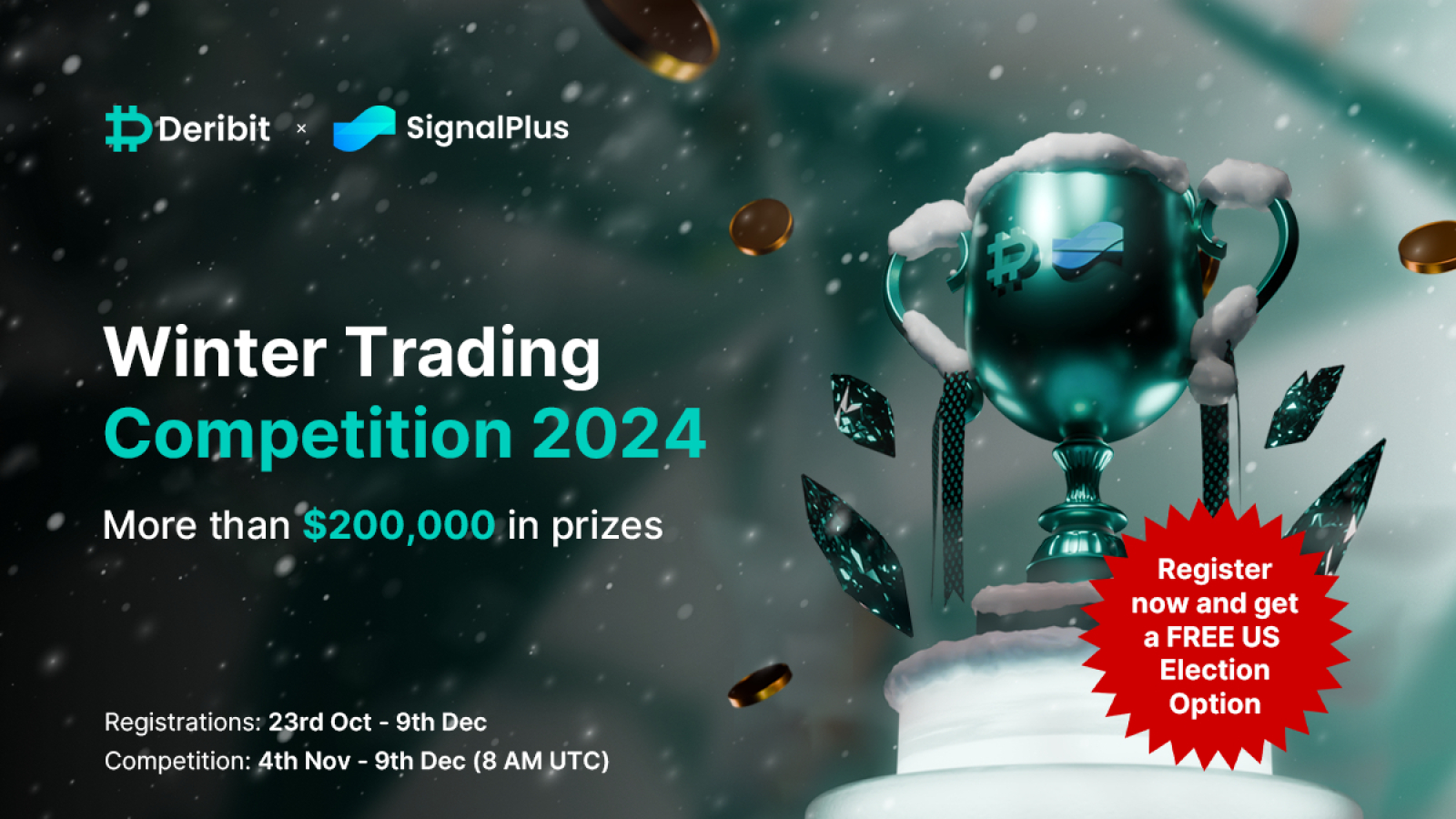 Deribit and SignalPlus Launch $200,000 Winter Trading Competition