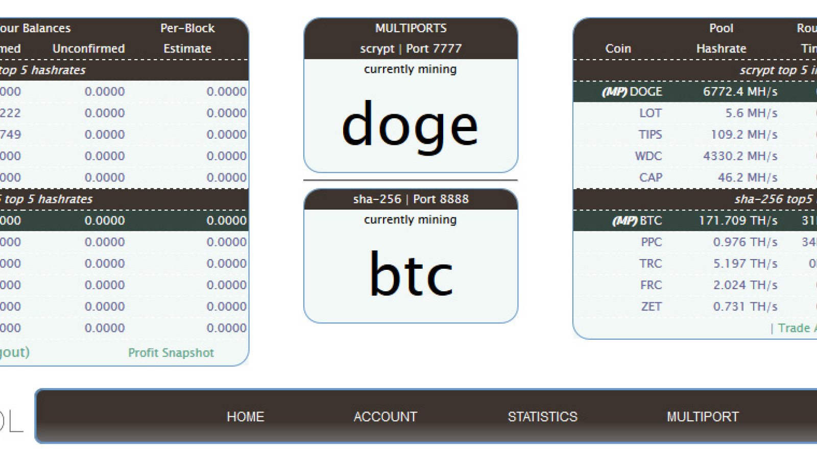 Multipool.us user interface