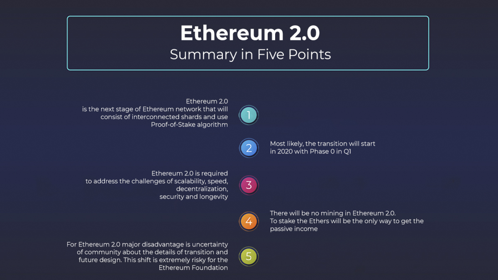 Ethereum 2.0: Summary in Five Points