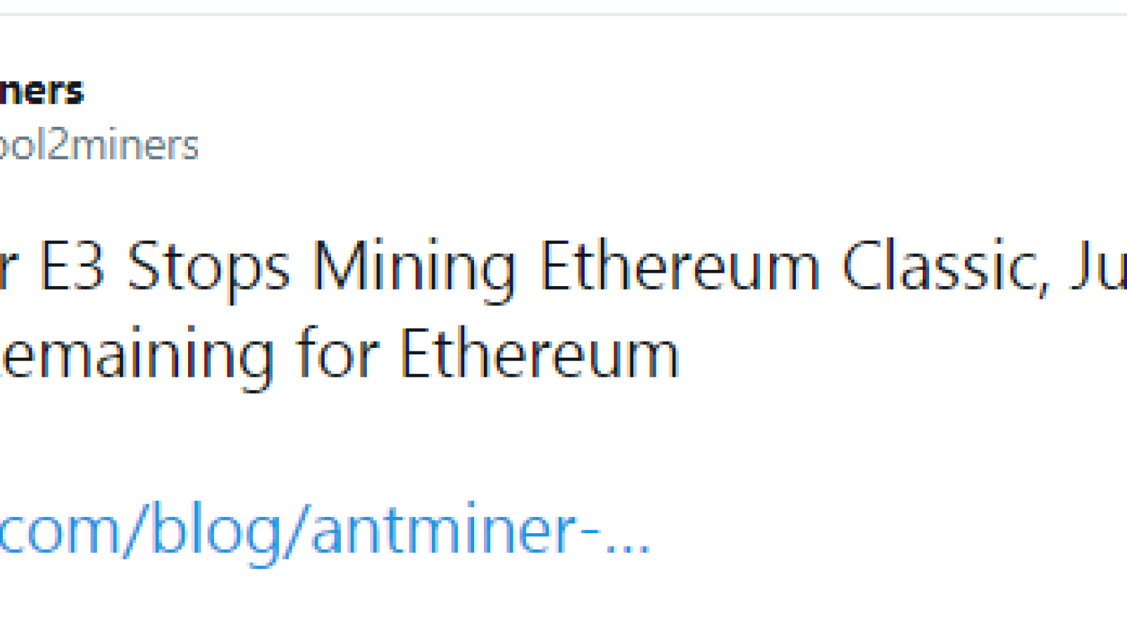 Ethereum Classic mining terminated on Antminer E3