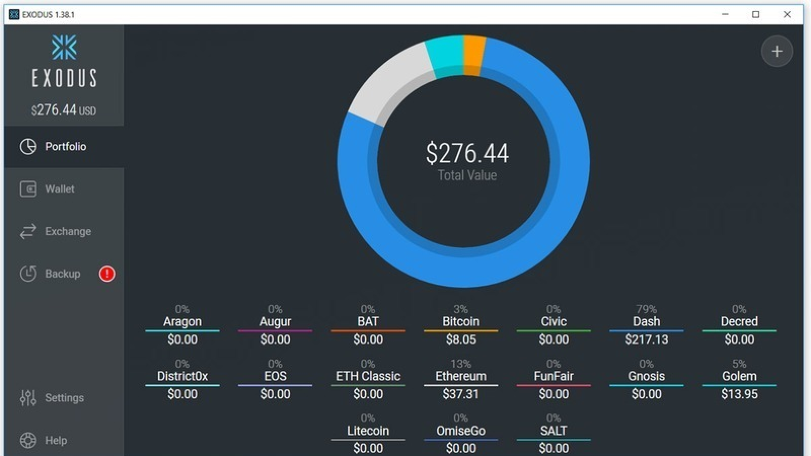 Exodus website interface