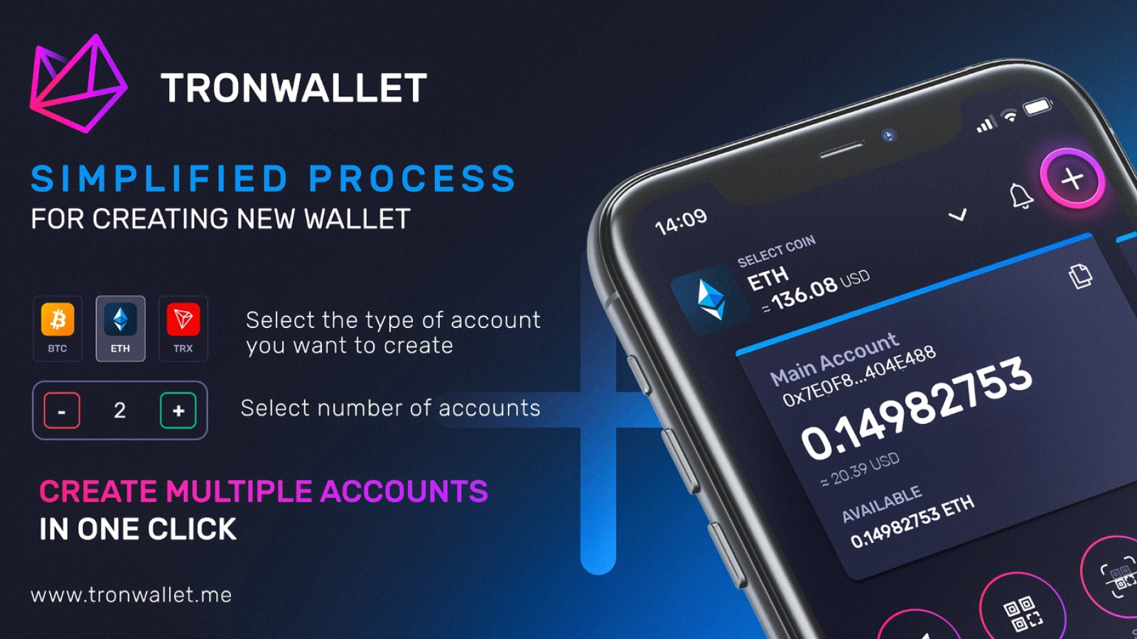 Multiple accounts creation is enabled in new TronWallet release