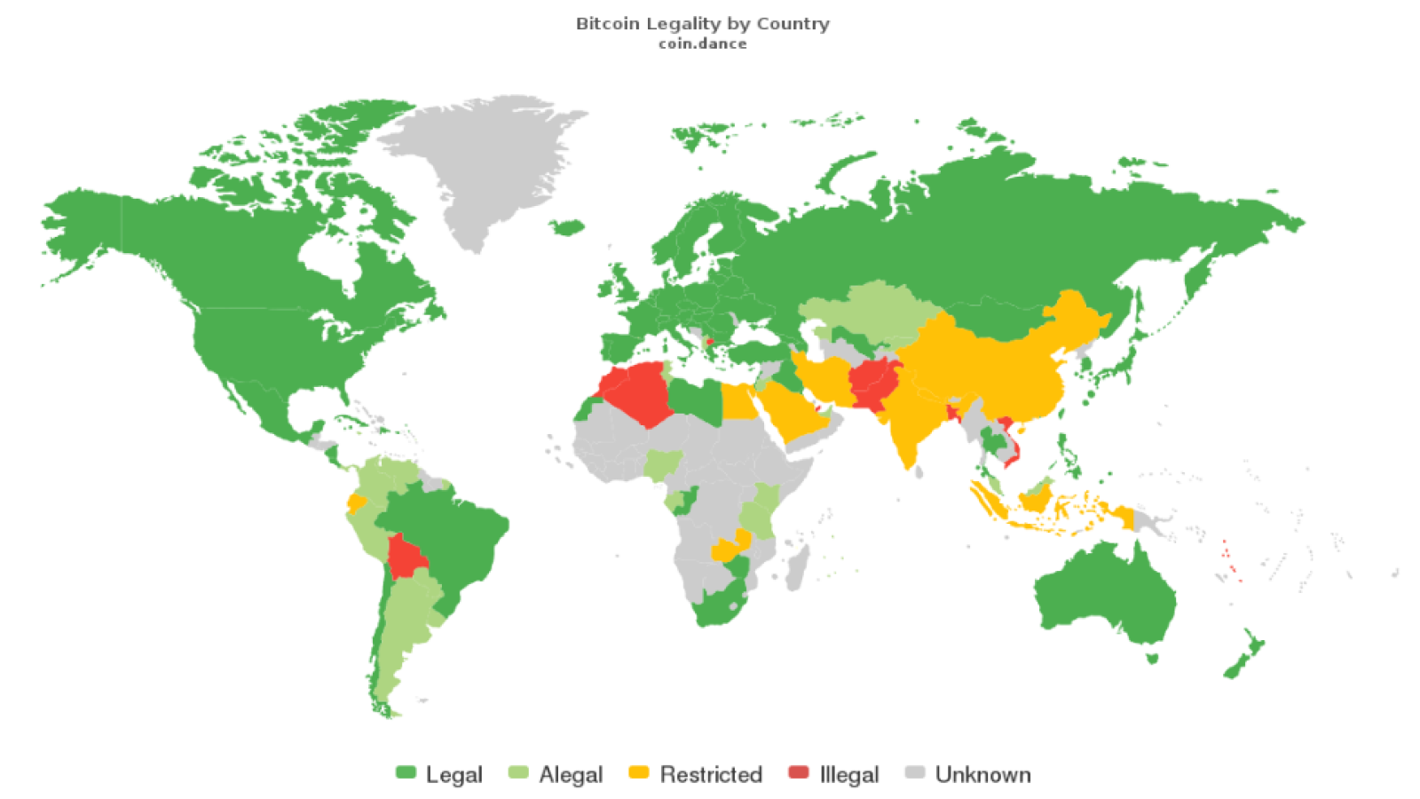 Bitcoin legality map