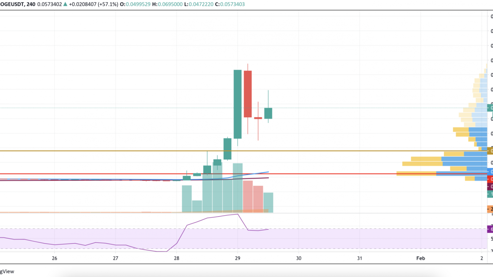 DOGE/USD chart by TradingView