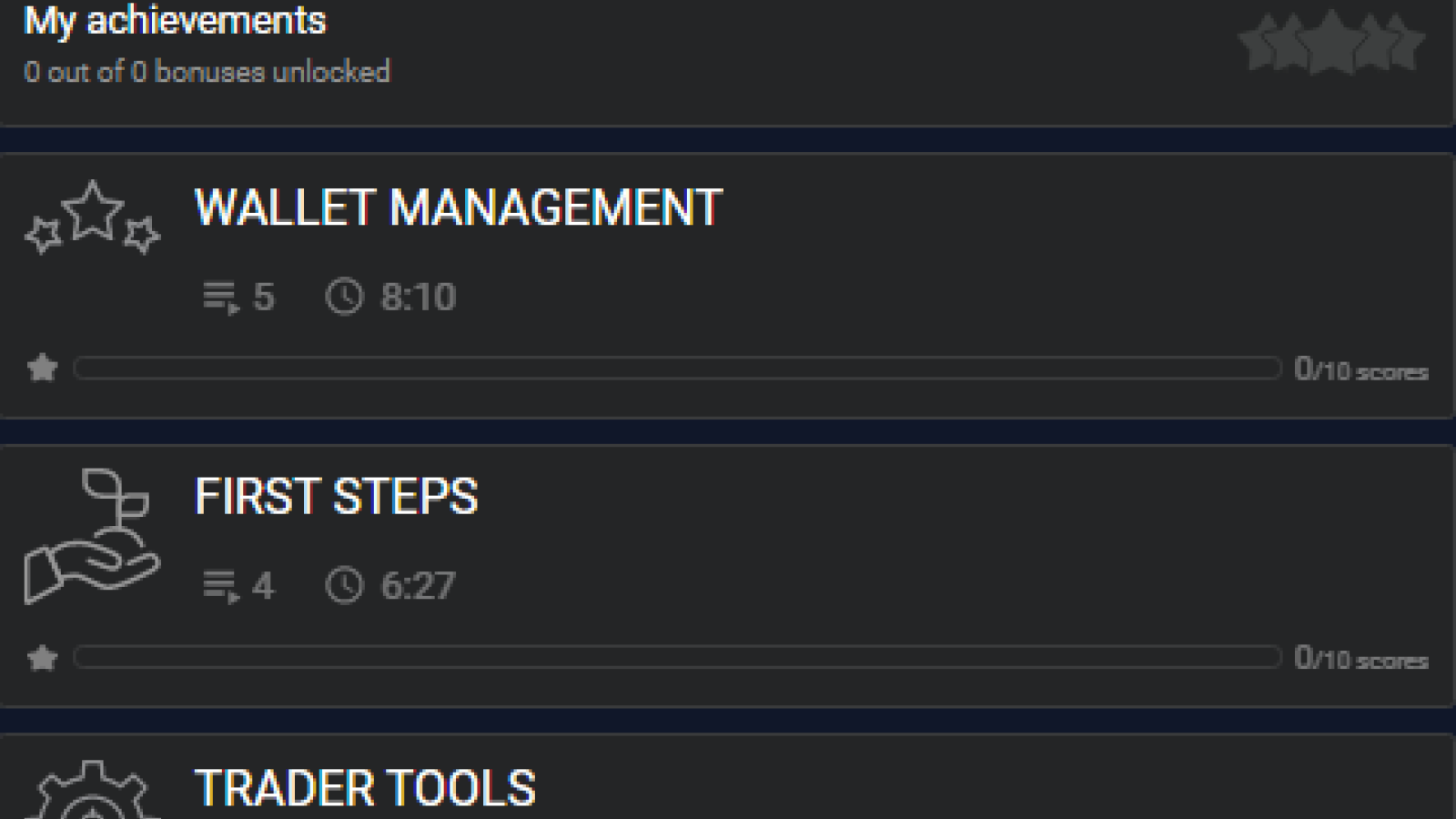 Figure 03: List of lessons available on StormGain’s Education Tab