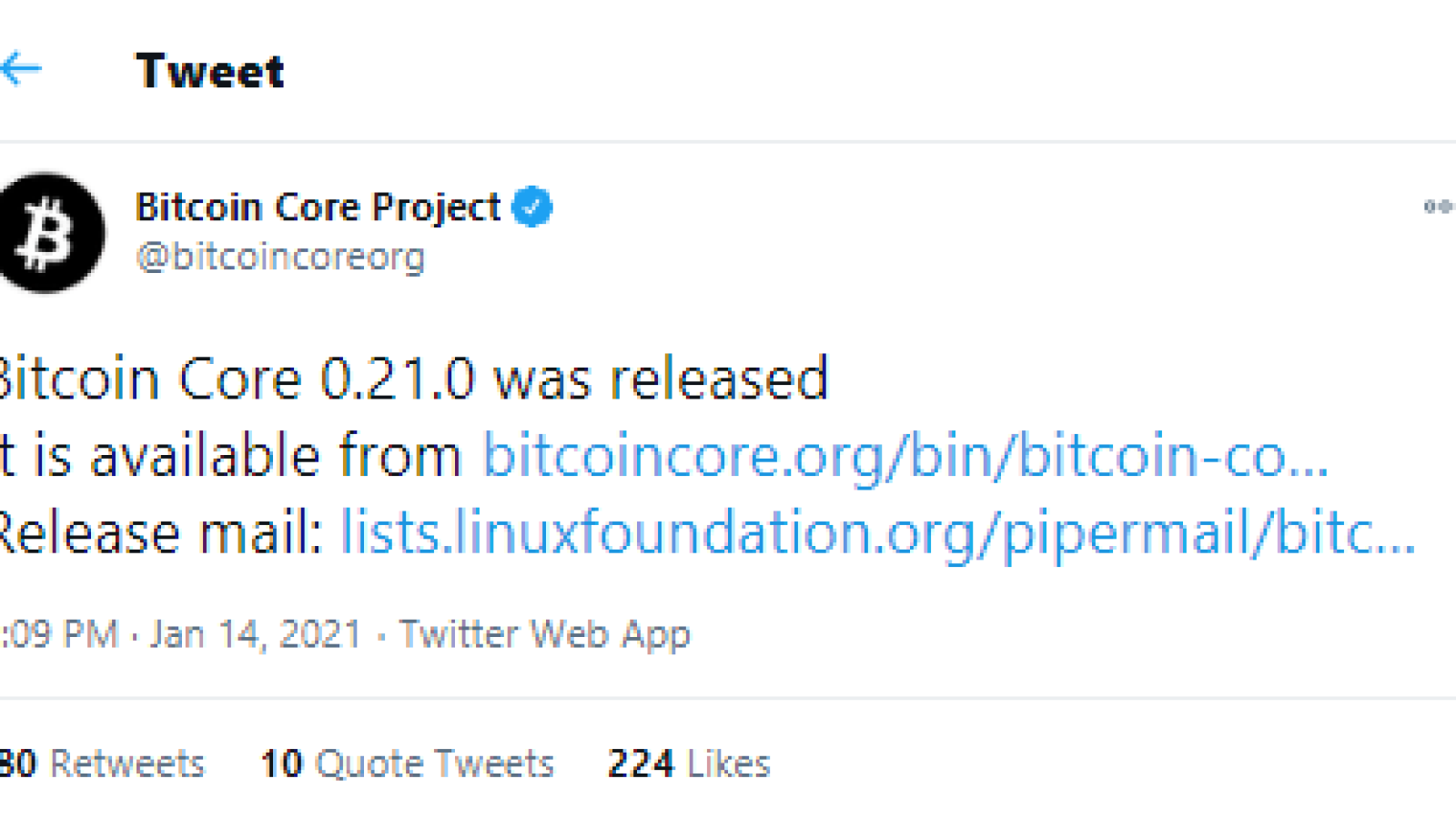 Bitcoin Core v 0.21.0 released
